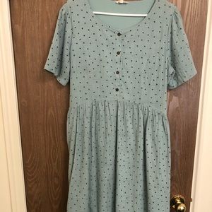 Robin blue button dress with pockets